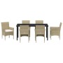 Conjunto de Comedor de Jardín con cojín 7 pcs Beige Poliratán