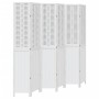 Biombo separador de 6 paneles madera maciza Paulownia blanco