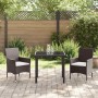 Conjunto de Comedor de Jardín con cojín 3 pcs Marrón Poliratán