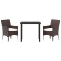 Conjunto de Comedor de Jardín con cojín 3 pcs Marrón Poliratán