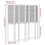 Biombo separador de 6 paneles madera maciza Paulownia blanco