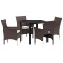 Conjunto de Comedor de Jardín con cojín 5 pcs Marrón Poliratán