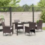 Conjunto de Comedor de Jardín con cojín 5 pcs Marrón Poliratán