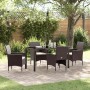 Conjunto de Comedor de Jardín con cojín 5 pcs Marrón Poliratán