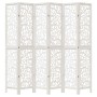 Biombo separador de 6 paneles madera maciza Paulownia blanco