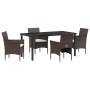Conjunto de Comedor de Jardín con cojín 5 pcs Marrón Poliratán