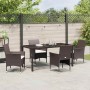 Conjunto de Comedor de Jardín con cojín 5 pcs Marrón Poliratán