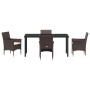 Conjunto de Comedor de Jardín con cojín 5 pcs Marrón Poliratán