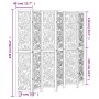 Biombo separador de 6 paneles madera maciza Paulownia blanco