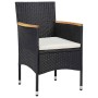 Conjunto de Comedor de Jardín con cojín 3 pcs Negro Poliratán