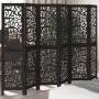 Biombo separador de 6 paneles madera maciza Paulownia negro en Divisores de ambientes | Comprar online en Foro24