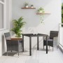 Conjunto de Comedor de Jardín con cojín 3 pcs Gris Poliratán