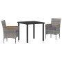 Conjunto de Comedor de Jardín con cojín 3 pcs Gris Poliratán