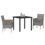Conjunto de Comedor de Jardín con cojín 3 pcs Gris Poliratán
