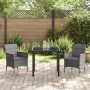 Conjunto de Comedor de Jardín con cojín 3 pcs Gris Poliratán