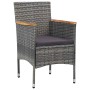 Conjunto de Comedor de Jardín con cojín 3 pcs Gris Poliratán