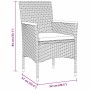 Conjunto de Comedor de Jardín con cojín 3 pcs Gris Poliratán