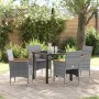 Conjunto de Comedor de Jardín con cojín 5 pcs Gris Poliratán