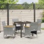 Conjunto de Comedor de Jardín con cojín 5 pcs Gris Poliratán
