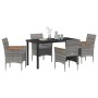 Conjunto de Comedor de Jardín con cojín 5 pcs Gris Poliratán