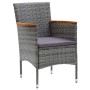 Conjunto de Comedor de Jardín con cojín 5 pcs Gris Poliratán
