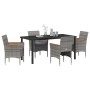 Conjunto de Comedor de Jardín con cojín 5 pcs Gris Poliratán