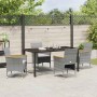 Conjunto de Comedor de Jardín con cojín 5 pcs Gris Poliratán
