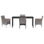 Conjunto de Comedor de Jardín con cojín 5 pcs Gris Poliratán