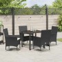 Conjunto de Comedor de Jardín con cojín 5 pcs Negro Poliratán
