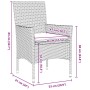 Conjunto de Comedor de Jardín con cojín 5 pcs Negro Poliratán