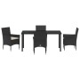 Conjunto de Comedor de Jardín con cojín 5 pcs Negro Poliratán