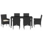 Conjunto de Comedor de Jardín con cojín 7 pcs Negro Poliratán