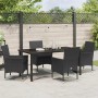 Conjunto de Comedor de Jardín con cojín 5 pcs Negro Poliratán
