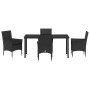 Conjunto de Comedor de Jardín con cojín 5 pcs Negro Poliratán
