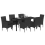 Conjunto de Comedor de Jardín con cojín 7 pcs Negro Poliratán