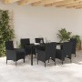 Conjunto de Comedor de Jardín con cojín 7 pcs Negro Poliratán
