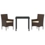 Conjunto de Comedor de Jardín con cojín 3 pcs Marrón Poliratán