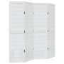 Biombo separador de 4 paneles madera maciza Paulownia blanco