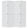 Biombo separador de 4 paneles madera maciza Paulownia blanco