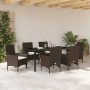 Conjunto de Comedor de Jardín con cojín 7 pcs Marrón Poliratán