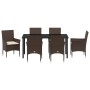 Conjunto de Comedor de Jardín con cojín 7 pcs Marrón Poliratán