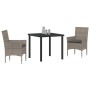 Conjunto de Comedor de Jardín con cojín 3 pcs Gris Poliratán