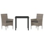Conjunto de Comedor de Jardín con cojín 3 pcs Gris Poliratán
