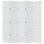 Biombo separador de 5 paneles madera maciza Paulownia blanco