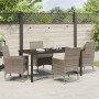 Conjunto de Comedor de Jardín con cojín 5 pcs Gris Poliratán
