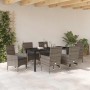 Conjunto de Comedor de Jardín con cojín 7 pcs Gris Poliratán