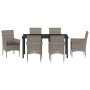 Conjunto de Comedor de Jardín con cojín 7 pcs Gris Poliratán