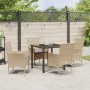 Conjunto de Comedor de Jardín con cojín 5 pcs Beige Poliratán