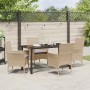 Conjunto de Comedor de Jardín con cojín 5 pcs Beige Poliratán