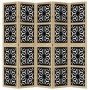 Biombo separador 5 paneles madera maciza Paulownia marrón negro